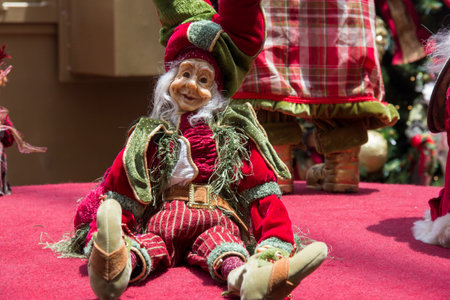 Christmas elf, Christmas dinner with presents and objects from trees. Christmas decorationの写真素材