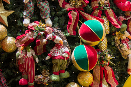 Christmas scene with gifts and tree objects. Christmas decorationの写真素材