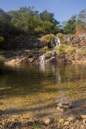 Beautiful waterfall - Serra da Canastra National Park - Minas Gerais, Brazil - Jan, 2018.の写真素材