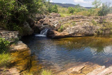Beautiful waterfall in sunny day - Brazil - Jan, 2018