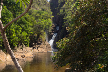 Beautiful waterfall in sunny day - Brazil - Jan, 2018