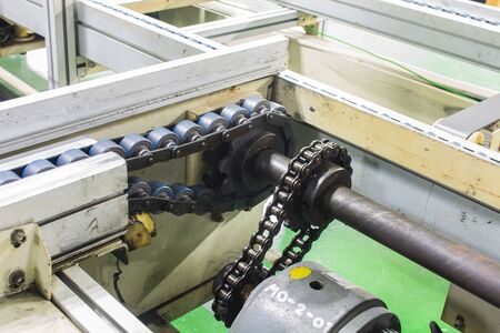 Conveyor chain drive shaft production line of the factoryの写真素材