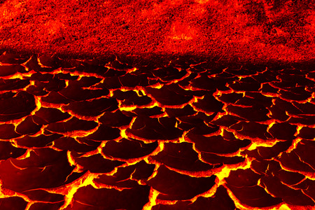The surface of the lava, The red crack stage for backgroundの写真素材