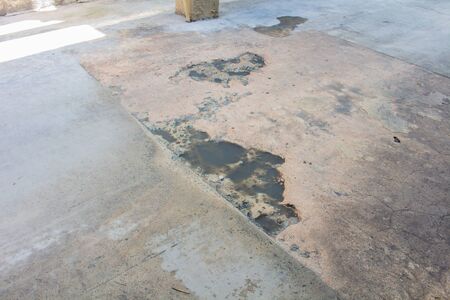 The water on cement floor cracksの写真素材