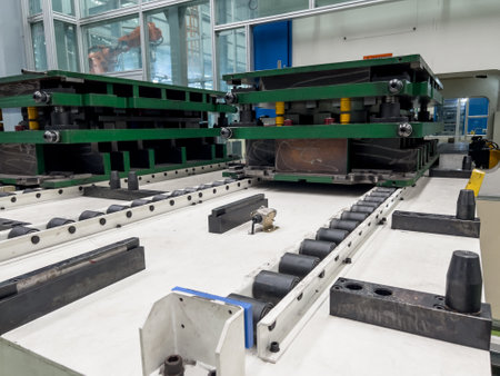 roller conveyor for move mold to press machine (Soft focus)の写真素材