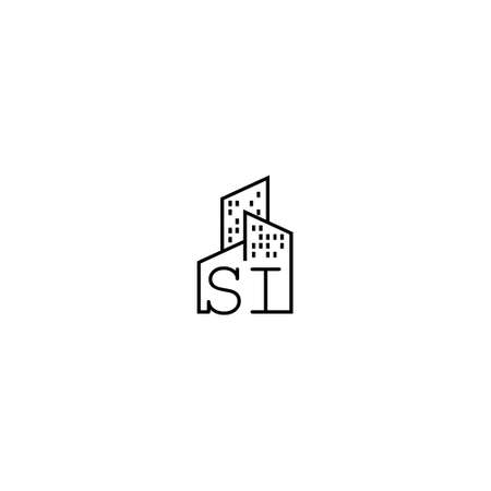 SI line concept logo in high quality professional design that will be best for companies related to real estateの写真素材