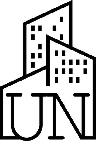 UN line concept logo in high quality professional design that will be best for companies related to real estateの写真素材