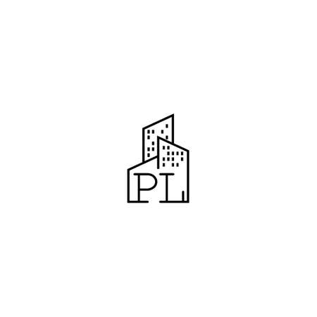 PL line concept logo in high quality professional design that will be best for companies related to real estateの写真素材
