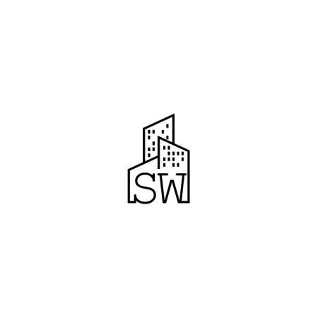 SW line concept logo in high quality professional design that will be best for companies related to real estateの写真素材