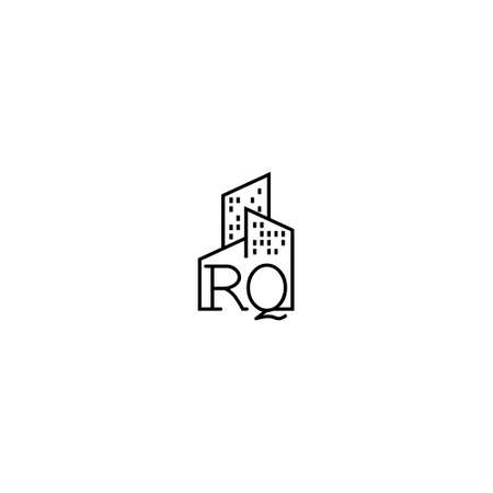 RQ line concept logo in high quality professional design that will be best for companies related to real estateの写真素材