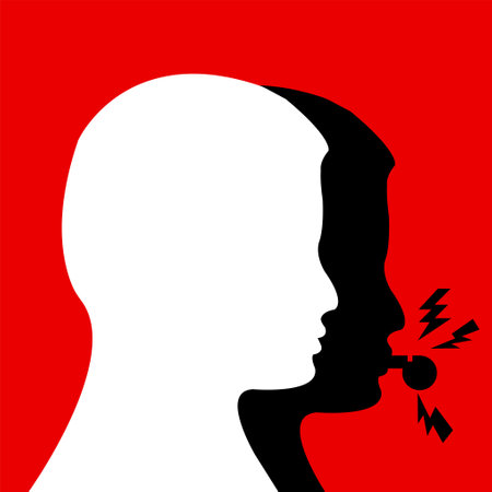 Illustration of a man standing and his shadow of a whistleblowerのイラスト素材