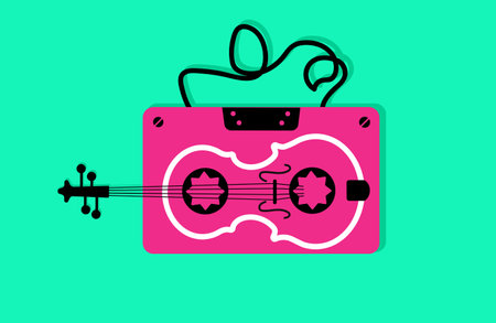 Violin style cassette illustrationのイラスト素材