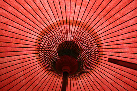 Underneath a Japanese umbrellaの写真素材
