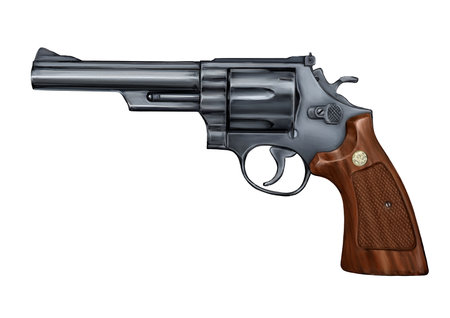 Illustration of American Famous Revolver Handgun.の写真素材