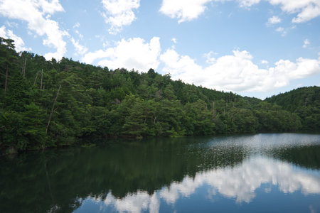 Reservoir in the mountains.の写真素材