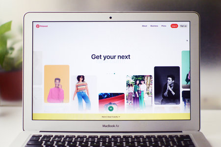 October 14, 2022: Front view of Pinterest website on laptop screen.