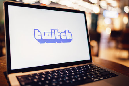December 6, 2022: Twitch logo on laptop screen.のeditorial素材