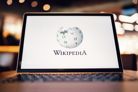 December 6, 2022: Wikipedia logo on laptop screen.
