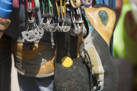 flat detail climber harness with accessories, flat detail climber harness with accessories,の写真素材