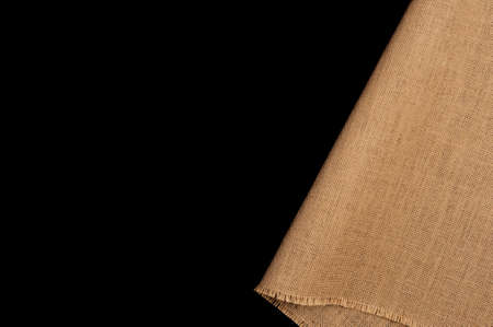 Roll natural linen texture roll, black background .top View.の写真素材