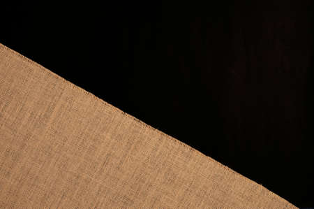 Natural linen texture, black background .top viewの写真素材