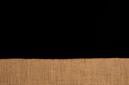 Natural linen texture, black background .top viewの写真素材