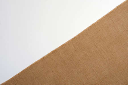 Natural linen texture, white background.top viewの写真素材