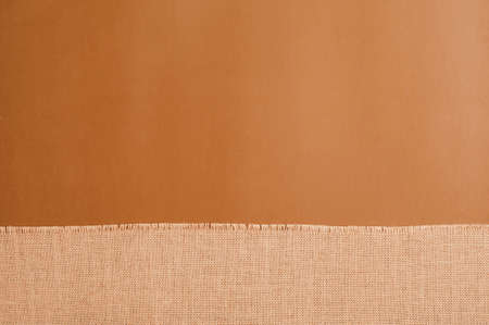 Natural linen texture, brown background.top viewの写真素材