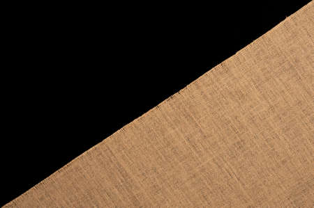 Natural linen texture, black background .top viewの写真素材