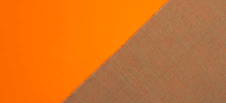 panoramic Natural linen texture, strong orange background top view.の写真素材