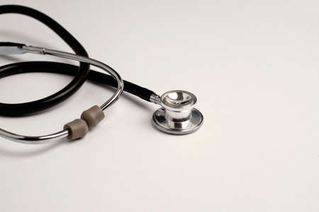 stethoscope partial view with white background, text spaceの写真素材