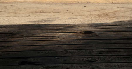Wooden texture table. old panels, background space for textの写真素材