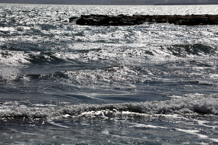 rough sea on stormy dayの写真素材