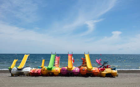 water attractions, on the beach, blue skyの写真素材