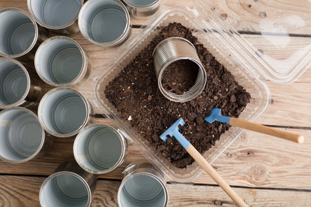 Self sufficiency at home, save money, recycle, reuse to reduce waste and grow your own food.の写真素材