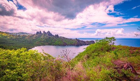 Akapa Bay, Nuku Hiva, Marquesas Islandsの写真素材