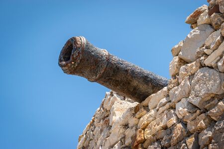 Medieval cannon in Kythira, Greeceの写真素材