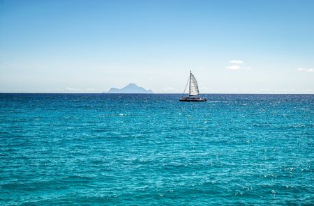 Catamaran boat sailing in the Caribbean.の写真素材