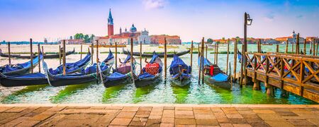 Venetian gondolas, Venice Italy.の写真素材