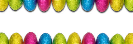 Foil wrapped chocolate Easter egg borders.