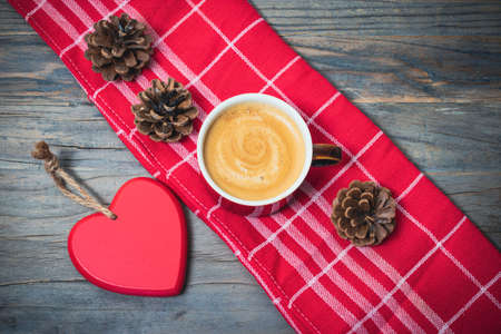 Romantic coffee concept on rustic wooden background.の写真素材