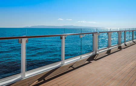 Promenade deck railing of cruise ship.の写真素材