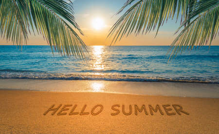 Hello Summer tropical beach travel concept.の写真素材