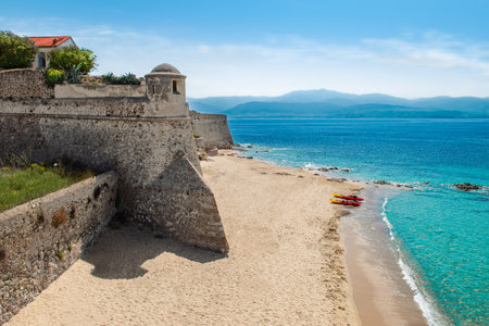 Citadel and beach in Ajaccio, Corsica, France.の写真素材