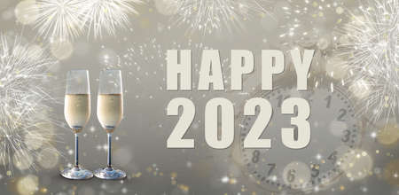 New Year's Eve celebration concept. Happy 2023.