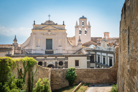 Naples, Italy - July 28, 2022: View of medieval fortress Castel Sant'Elmo, Naples, Italyのeditorial素材