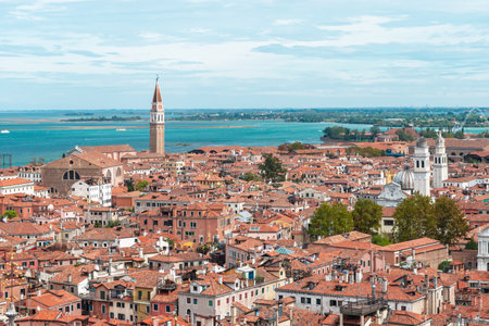 Aerial view of old city of Venice Italy.の写真素材