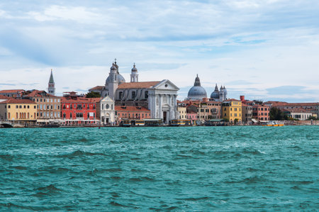 Giudecca canal with Santa Maria del Rosario church, Italy Venice.の写真素材