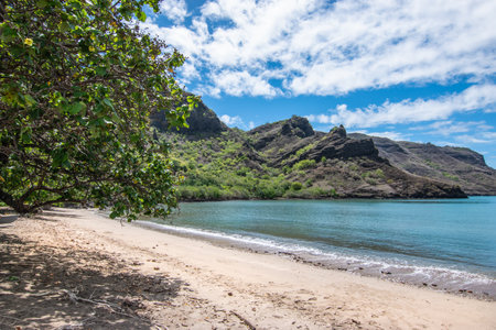 Beautiful beach on Nuku Hiva Island, French Polynesia.の写真素材