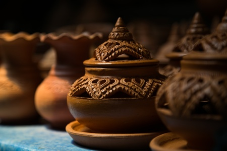It s in the factory where these potteries are handcrafted の写真素材
